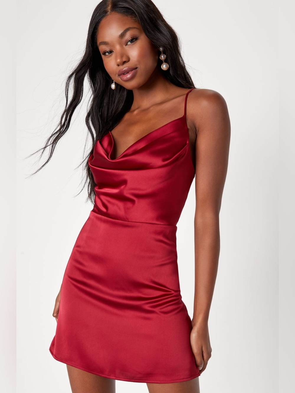 Lulus Red Satin Mini Dress